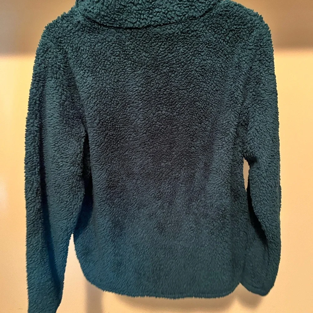 J. Crew Dark Green Fleece with Pink Zipper Accent - Picture 4 of 5